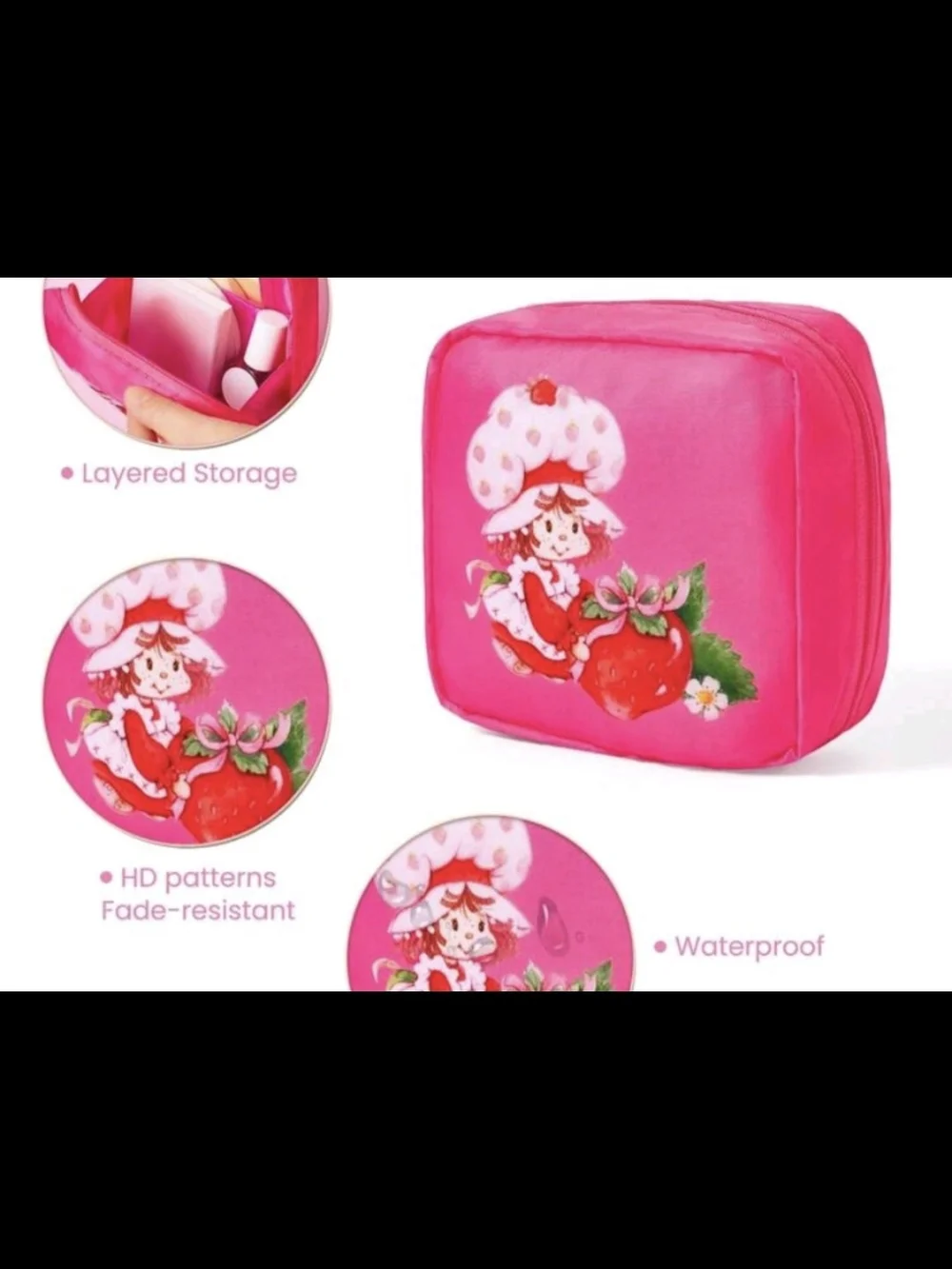 PINK STRBRY ONLY Strawberry Shortcake Square Pouch Personal Bag Makeup Bag